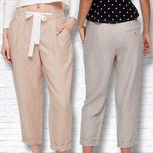 Aritzia Wilfred Allant Pink Cream Crepe Cropped Trouser Pants Size 6